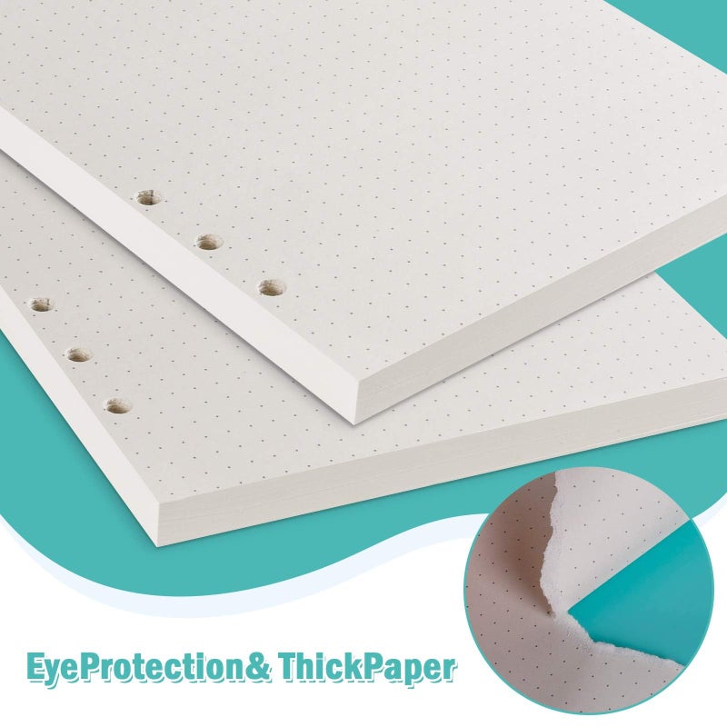 OMEYA A6 Refill Paper, 320 Pages A6 Loose Leaf Paper 6 Hole Notebook Refills for 6 Ring Refillable Binder Notebook Planner Diary Journals Painting Personal Organiser-Dotted Pages - Image 5